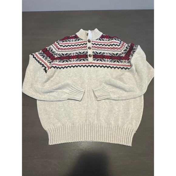 Men's IZOD Cotton Blend 1/4 Button Colorful Pullover SWEATER Size Medium M - Picture 1 of 8